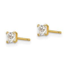 14K Yellow Gold 3mm Square CZ Post Earrings