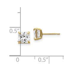 14K Yellow Gold 5mm Square CZ Post Earrings