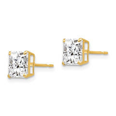 14K Yellow Gold 6mm Square CZ Post Earrings