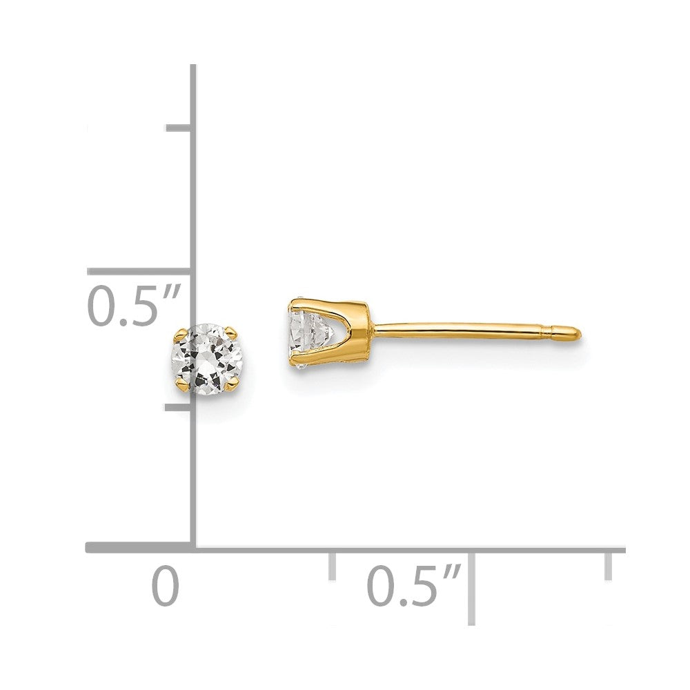 14K Yellow Gold 3.25mm Cubic Zirconia Stud Earrings