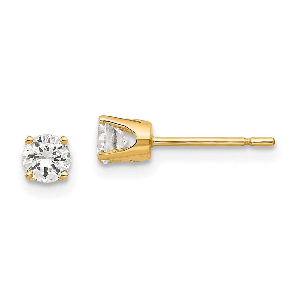 14K Yellow Gold 3.75mm CZ Stud Earrings
