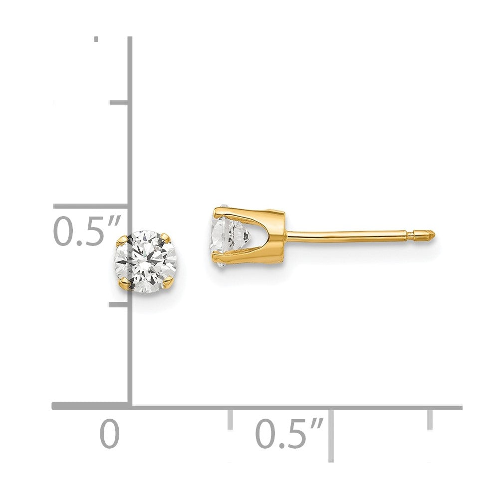 14K Yellow Gold 4mm CZ Stud Earrings