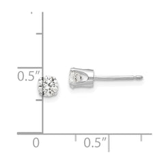14K White Gold 4mm CZ Stud Earrings
