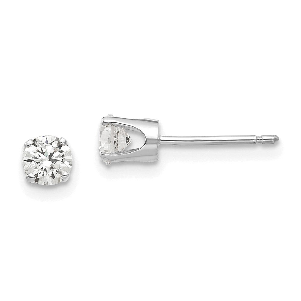 14K White Gold 4mm CZ Stud Earrings