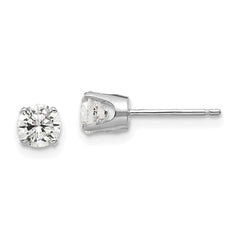 14K White Gold 4.5mm CZ Stud Earrings
