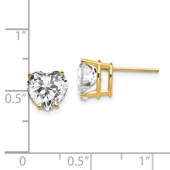 14K Yellow Gold 8mm Heart Cubic Zirconia Earrings