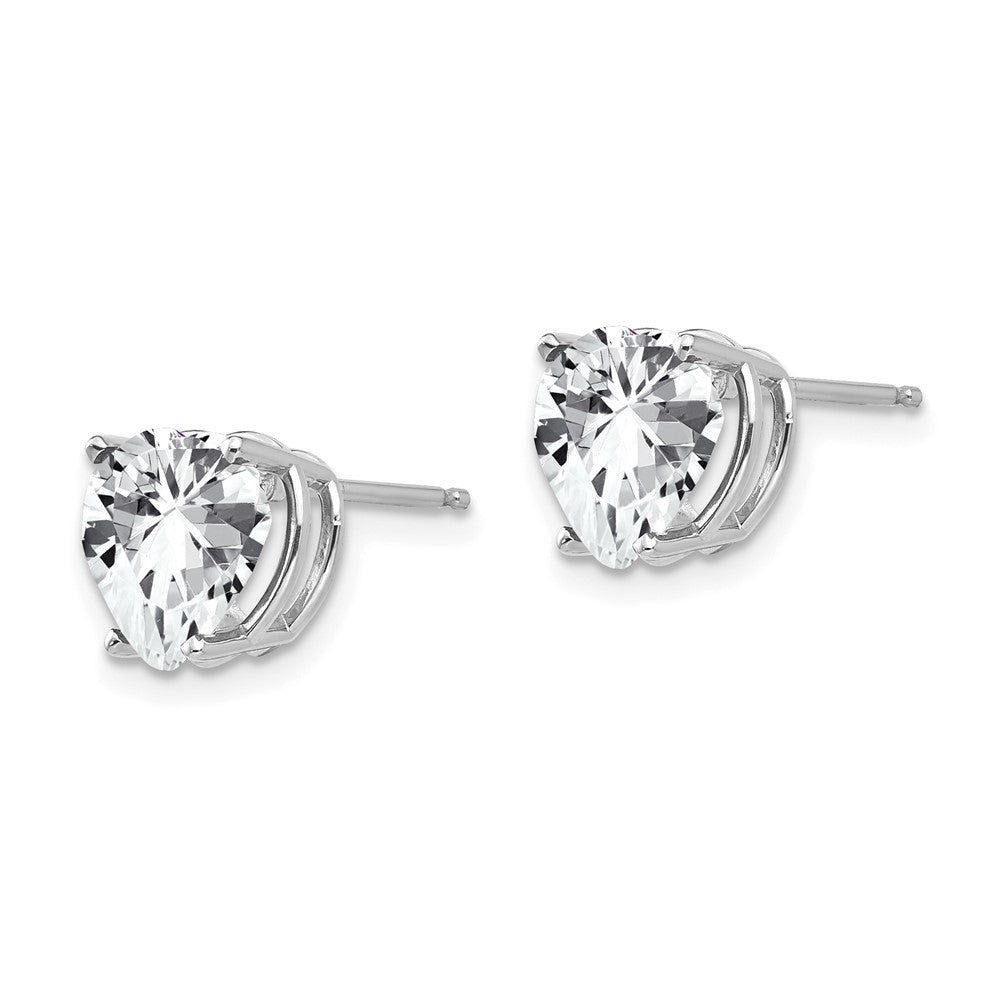 14K White Gold Cubic Zirconia heart Stud Earrings