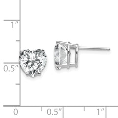 14K White Gold Cubic Zirconia heart Stud Earrings