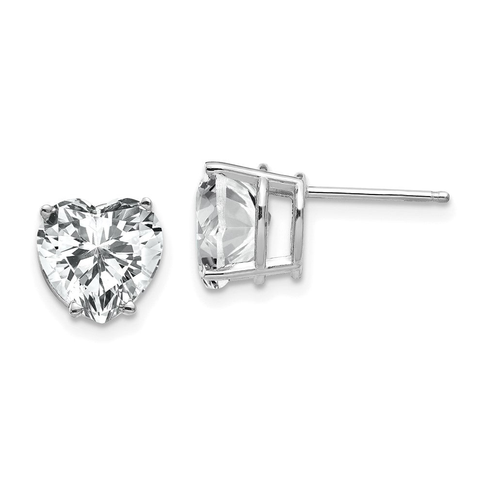 14K White Gold Cubic Zirconia heart Stud Earrings