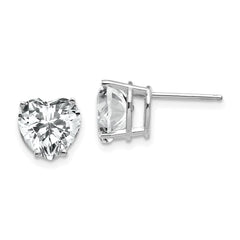 14K White Gold Cubic Zirconia heart Stud Earrings