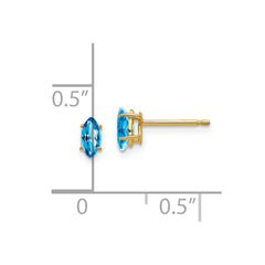 14K Yellow Gold Blue Topaz marquis Stud Earrings