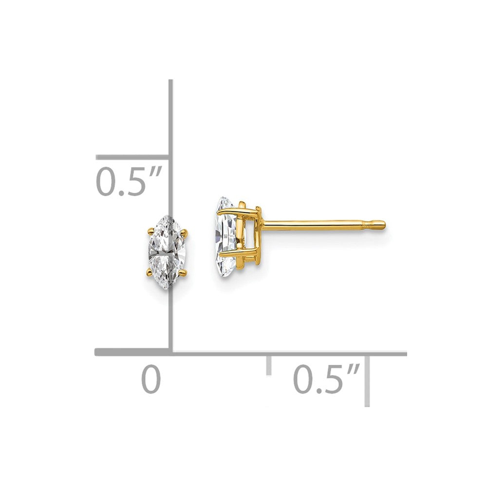 14K Yellow Gold 5x2.5mm Marquise Cubic Zirconia Earrings