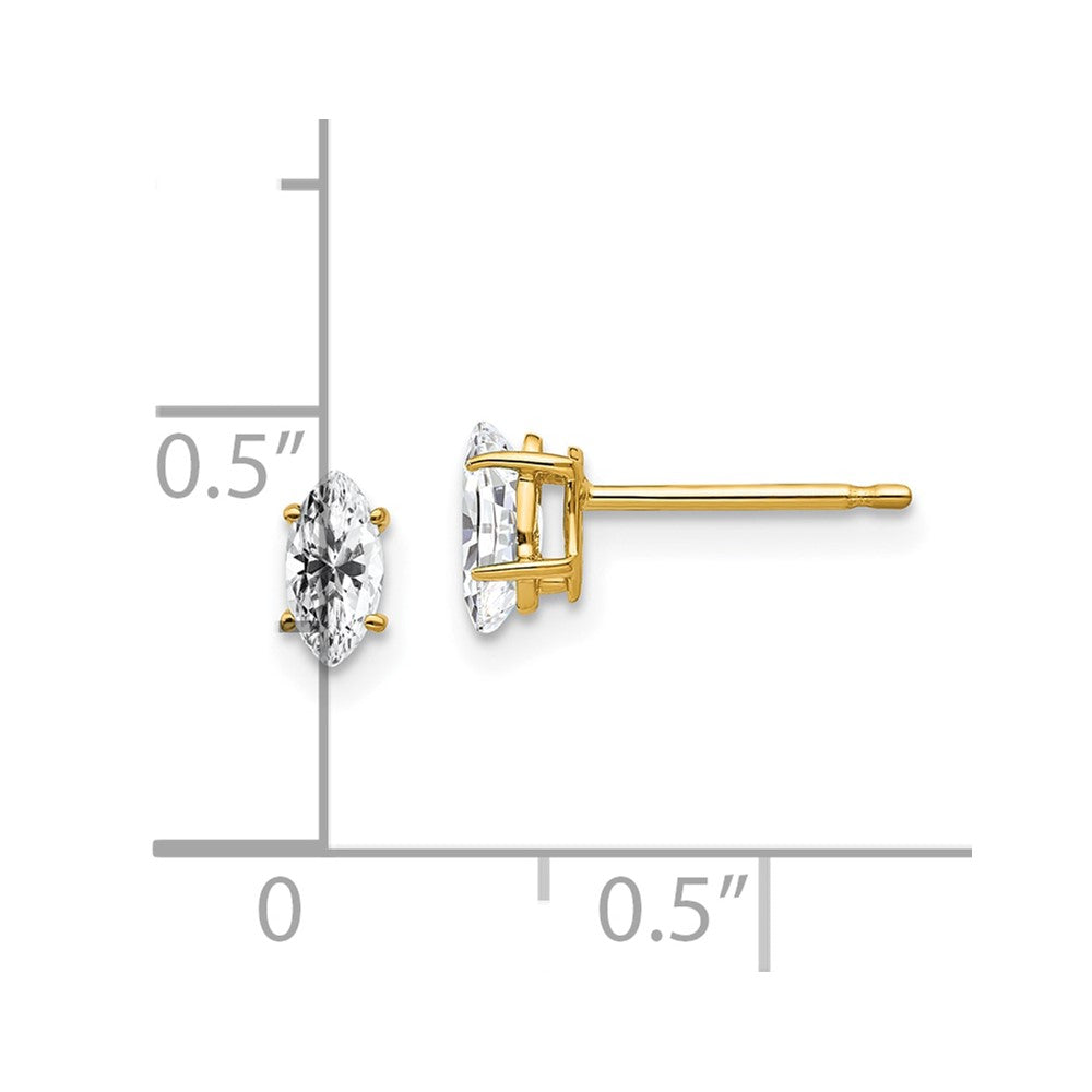 14K Yellow Gold 6x3mm Marquise Cubic Zirconia Earrings