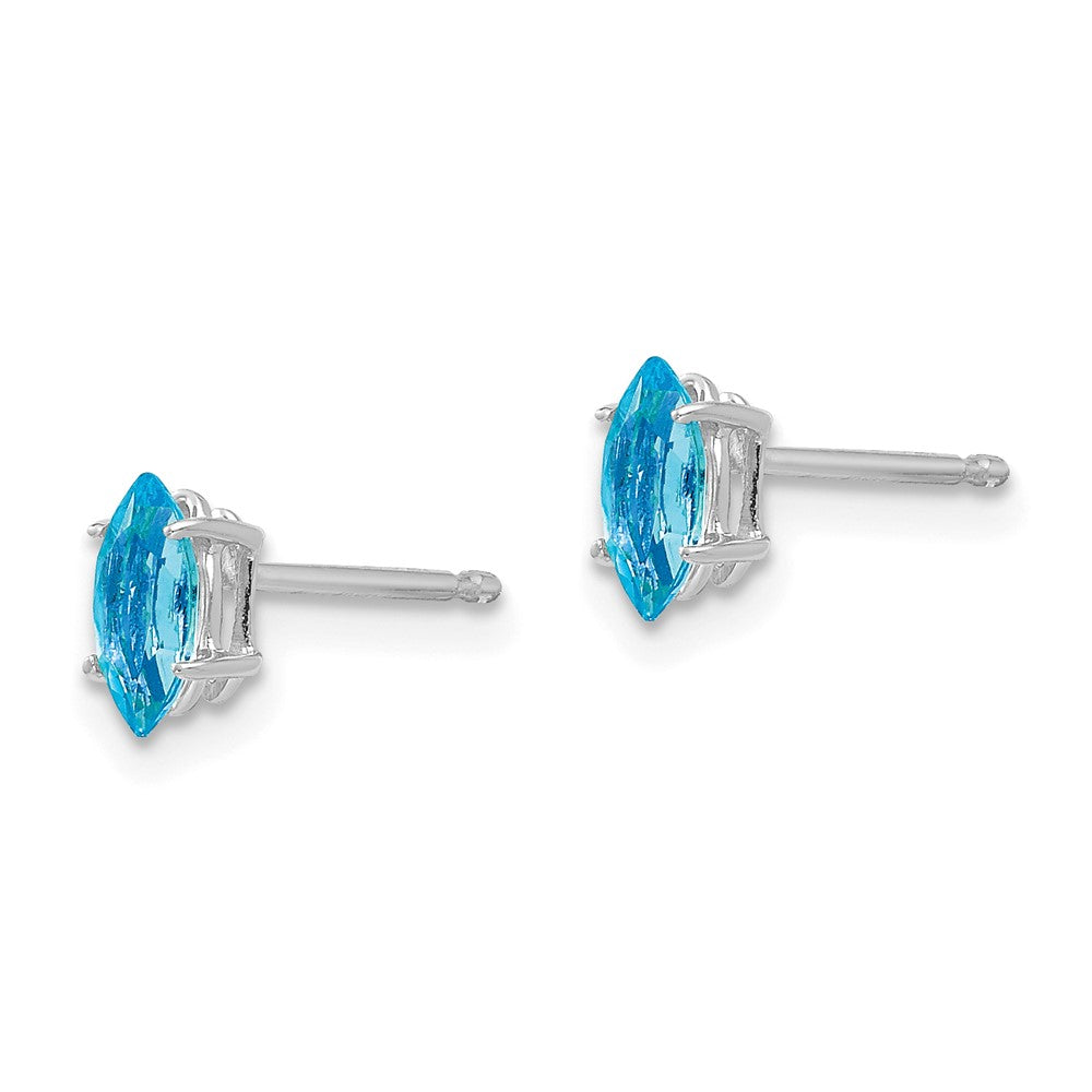14K White Gold 6x3mm Marquise Blue Topaz Earrings