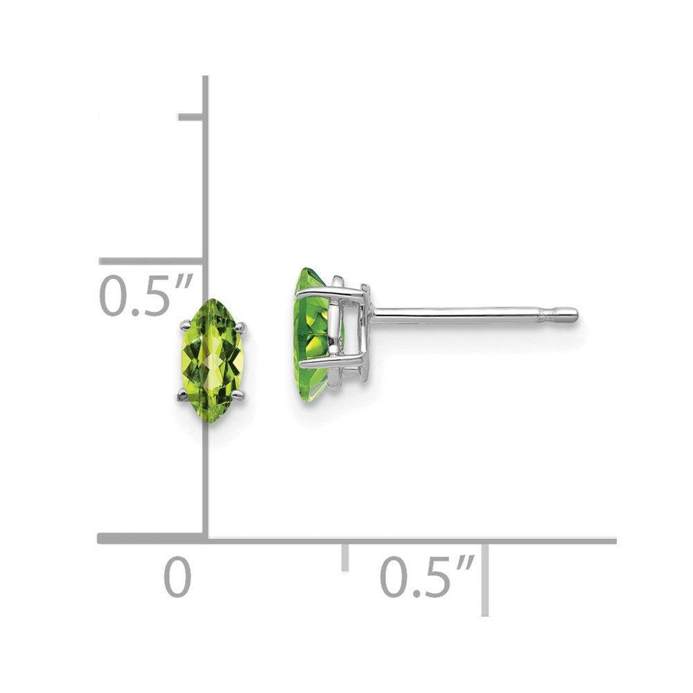 14K White Gold 6x3mm Marquise Peridot Earrings