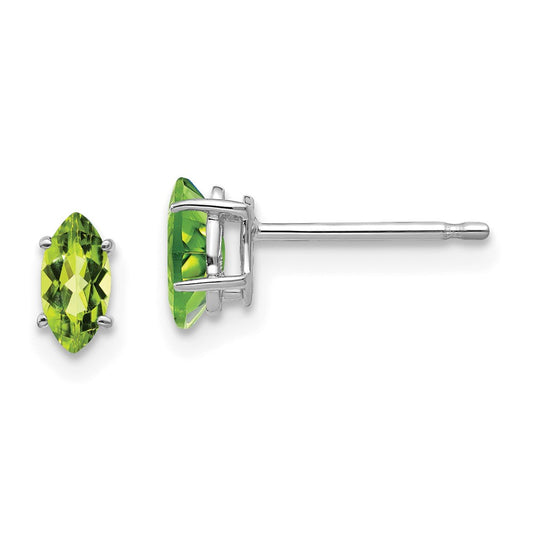 14K White Gold 6x3mm Marquise Peridot Earrings