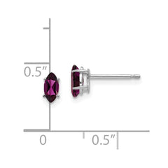 14K White Gold 6X3mm Rhodolite Garnet Marquise Stud Earrings