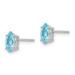 14K White Gold 7x3.5mm Blue Topaz Marquise Stud Earrings