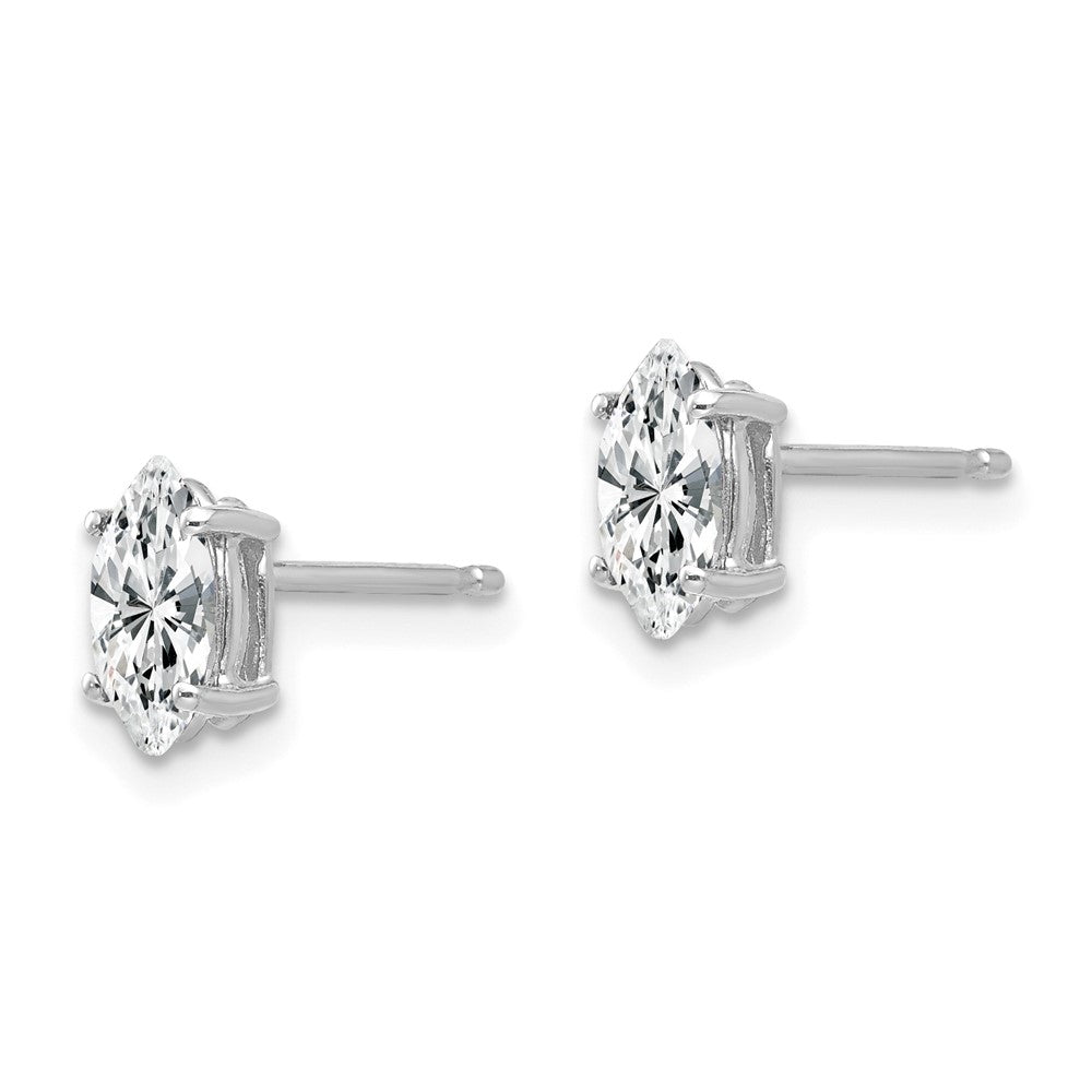 14K White Gold 7x3.5mm CZ Marquise Stud Earrings