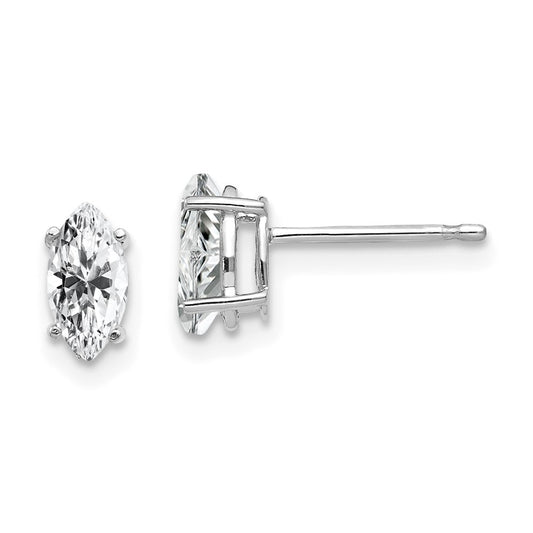 14K White Gold 7x3.5mm CZ Marquise Stud Earrings
