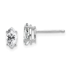 14K White Gold 7x3.5mm CZ Marquise Stud Earrings