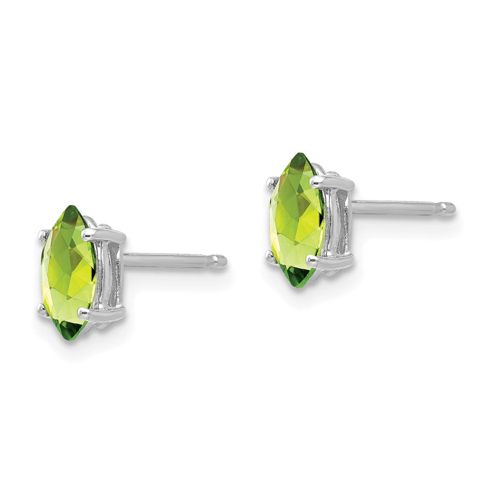 14K White Gold 7x3.5mm Peridot Marquise Stud Earrings