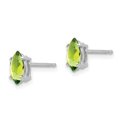 14K White Gold 7x3.5mm Peridot Marquise Stud Earrings