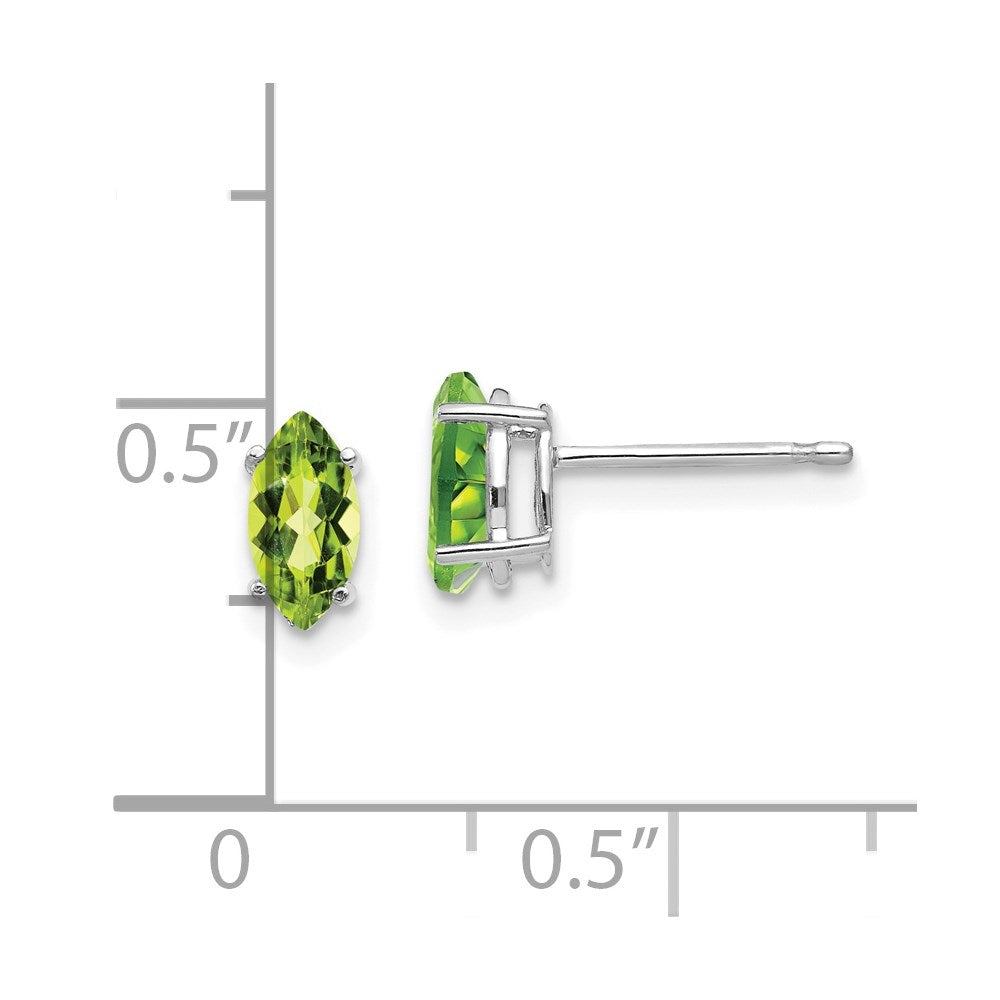 14K White Gold 7x3.5mm Peridot Marquise Stud Earrings