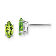 14K White Gold 7x3.5mm Peridot Marquise Stud Earrings