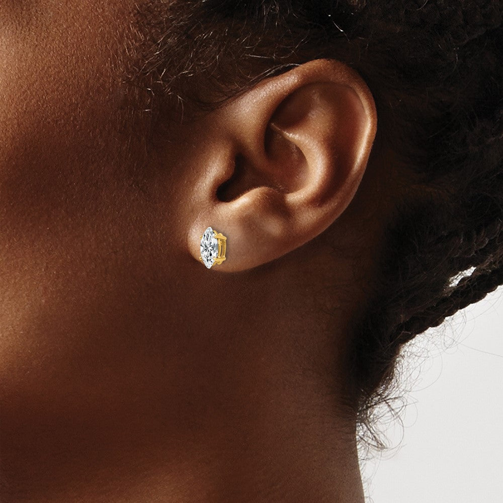 14K Yellow Gold 8x4mm Marquise Cubic Zirconia Earrings