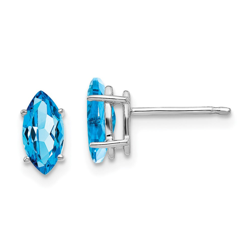 14K White Gold 8x4mm Marquise Blue Topaz Earrings