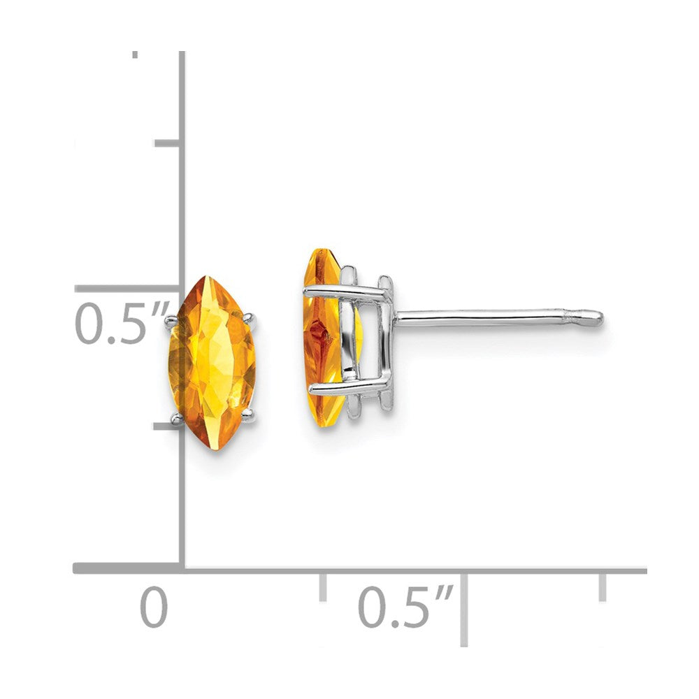 14K White Gold 8x4mm Citrine Marquise Stud Earrings