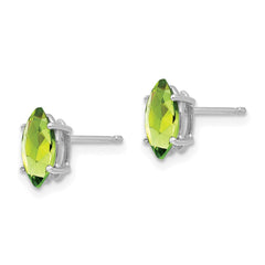 14K White Gold 8x4mm Peridot Marquise Stud Earrings