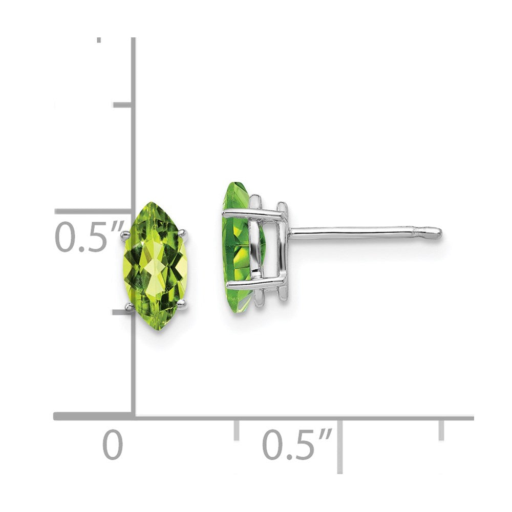 14K White Gold 8x4mm Peridot Marquise Stud Earrings