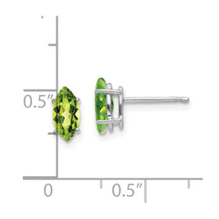 14K White Gold 8x4mm Peridot Marquise Stud Earrings