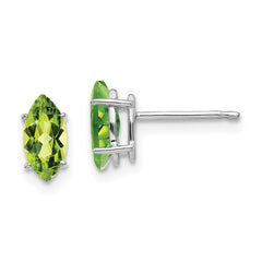 14K White Gold 8x4mm Peridot Marquise Stud Earrings