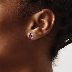 14K White Gold 8x4mm Rhodolite Garnet Marquise Stud Earrings