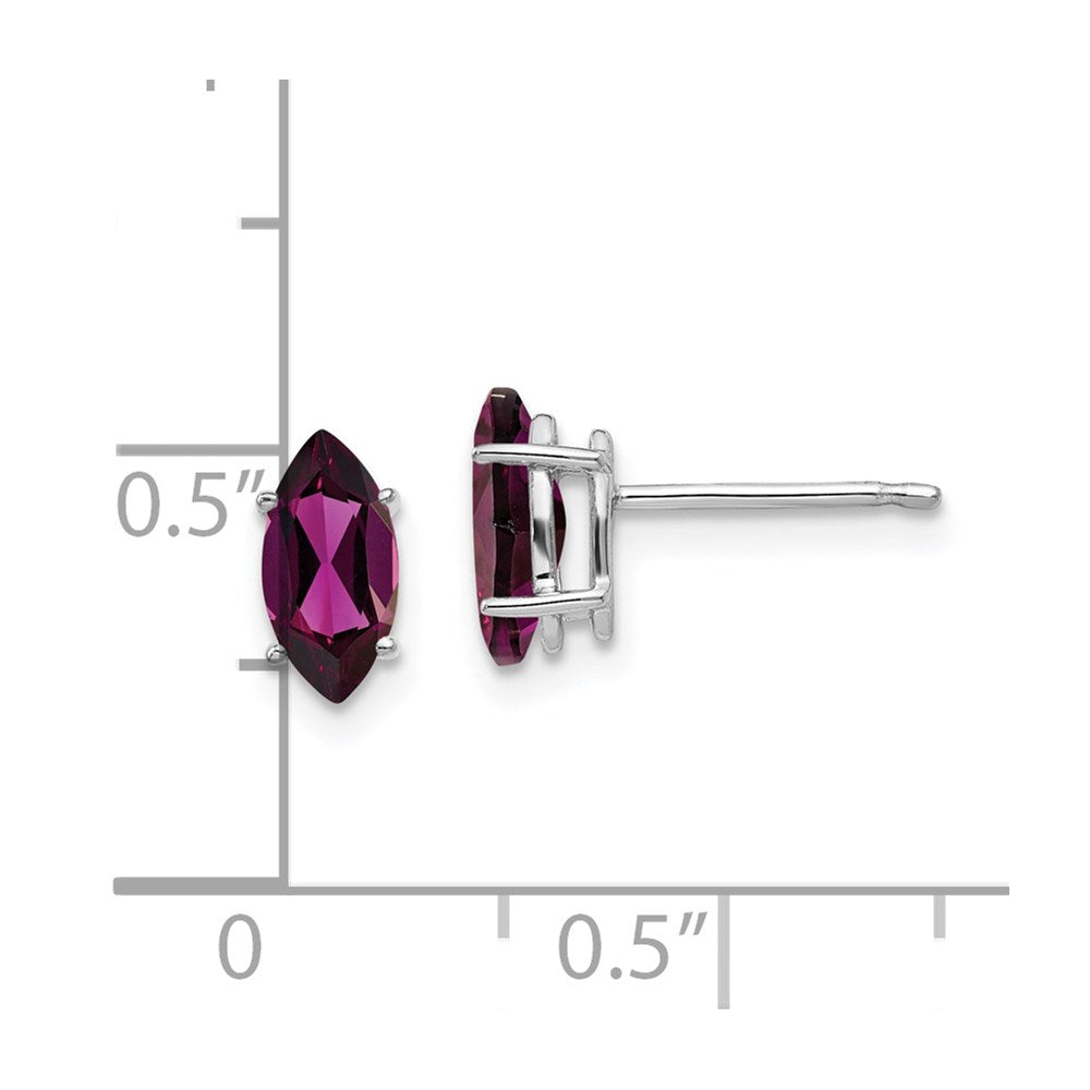 14K White Gold 8x4mm Rhodolite Garnet Marquise Stud Earrings