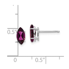 14K White Gold 8x4mm Rhodolite Garnet Marquise Stud Earrings