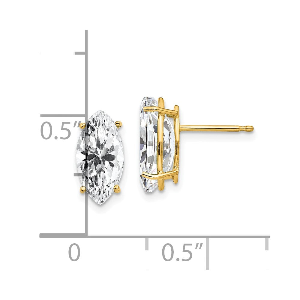 14K Yellow Gold 10x5mm Marquise Cubic Zirconia Earrings