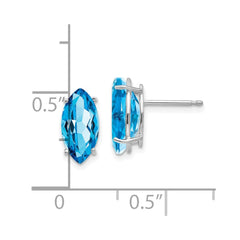 14K White Gold 10x5mm Blue Topaz Marquise Stud Earrings