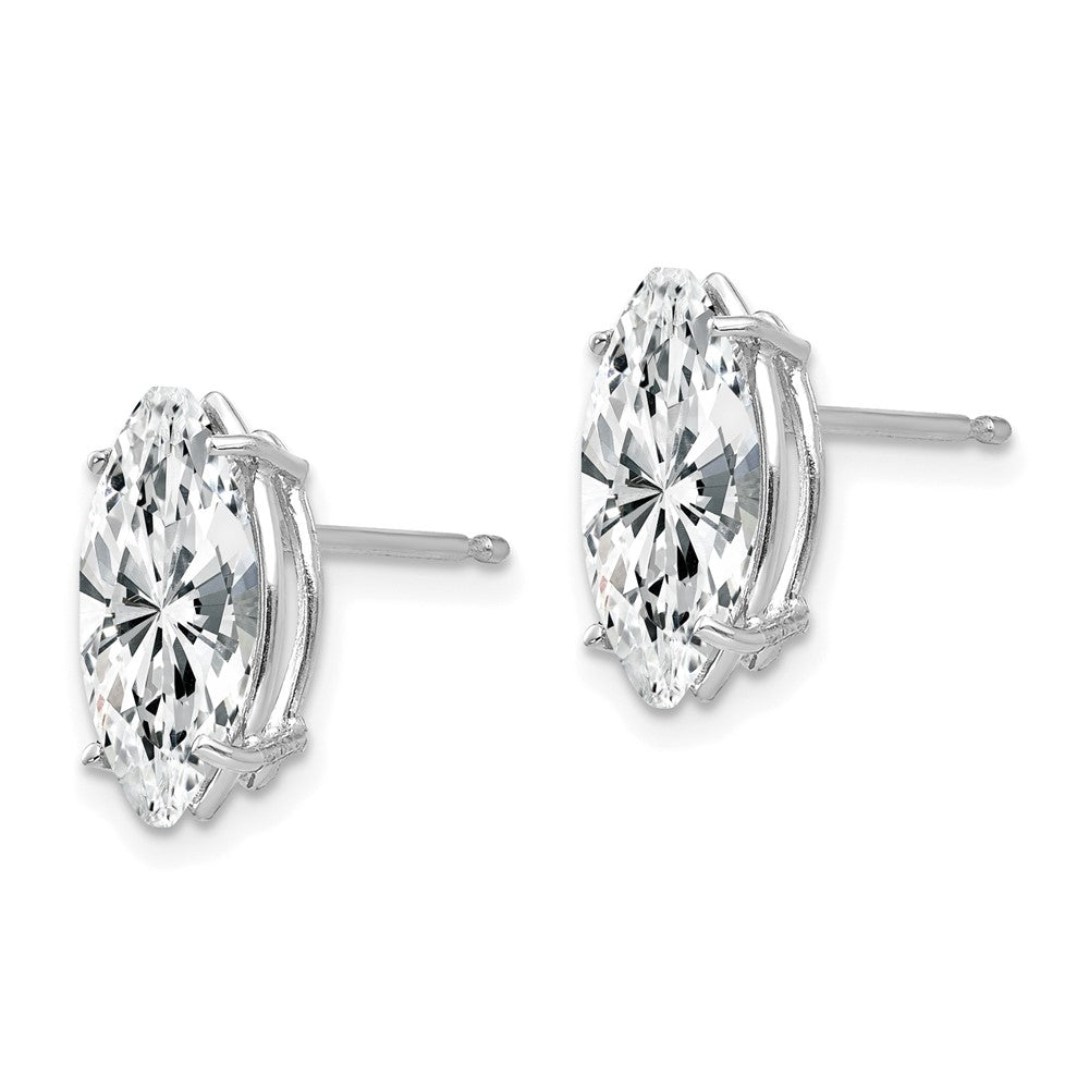 14K White Gold 10x5mm Cubic Zirconia Marquise Stud Earrings
