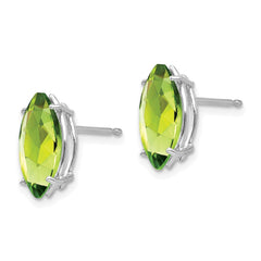 14K White Gold 10x5mm Peridot Marquise Stud Earrings