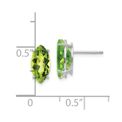 14K White Gold 10x5mm Peridot Marquise Stud Earrings