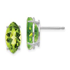 14K White Gold 10x5mm Peridot Marquise Stud Earrings