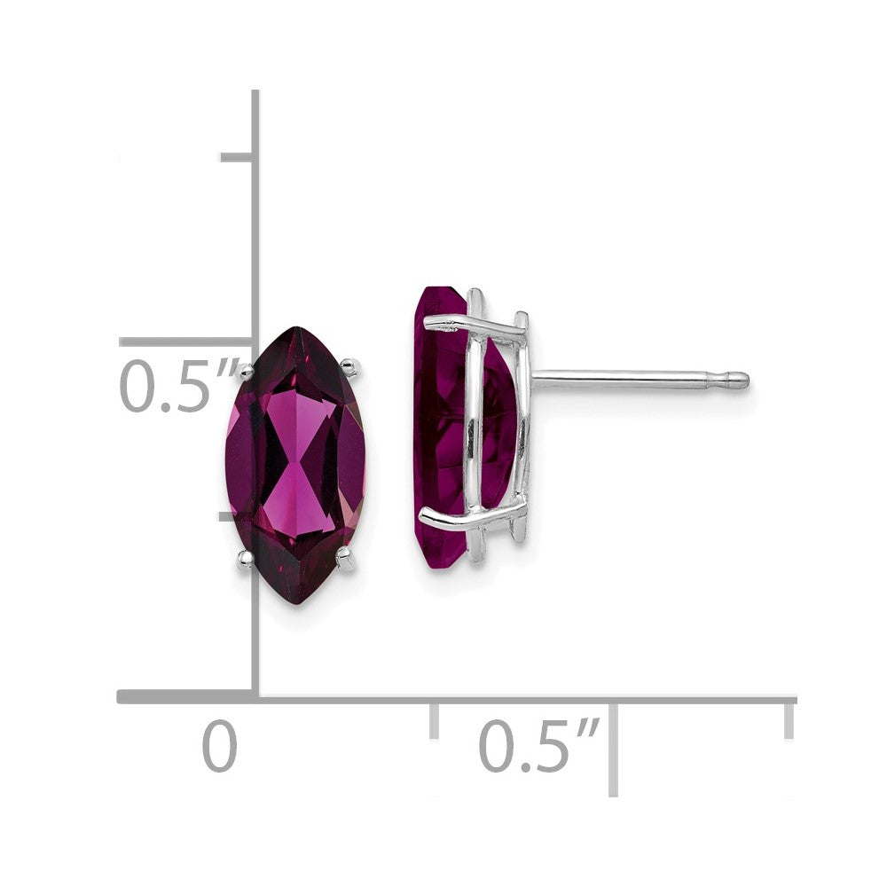 14K White Gold 10x5mm Rhodolite Garnet Marquise Stud Earrings