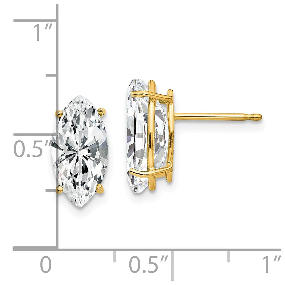 14K Yellow Gold 12x6mm Marquise Cubic Zirconia Earrings