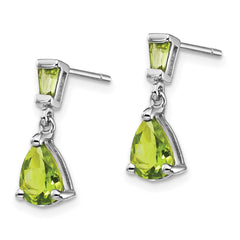 14K White Gold Peridot Dangle Post Earrings