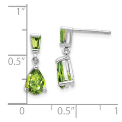 14K White Gold Peridot Dangle Post Earrings