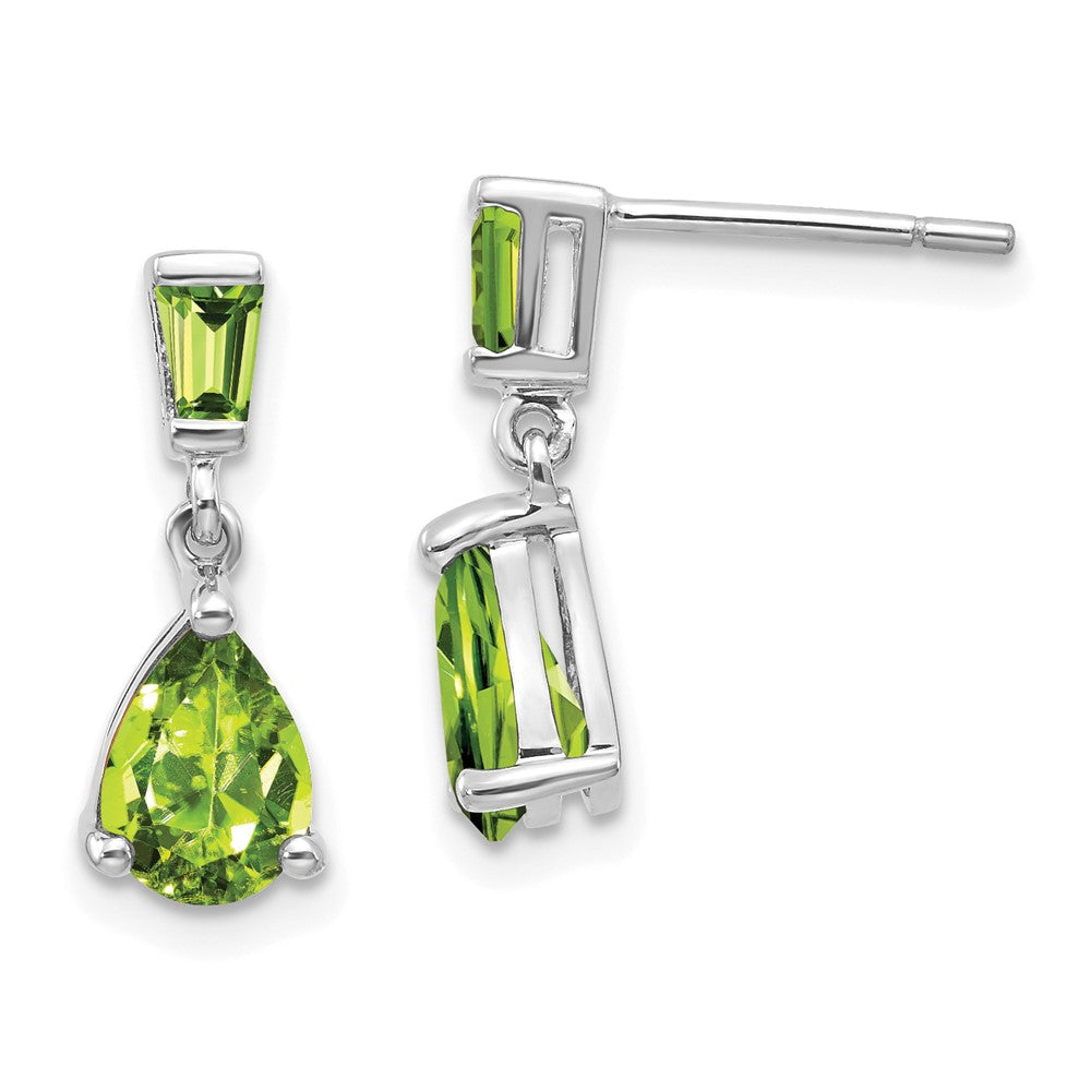 14K White Gold Peridot Dangle Post Earrings